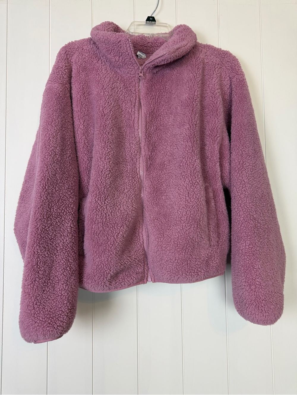 Old Navy Sherpa Full Zip Jacket Womens Size L Rosedawn Pink Fleece